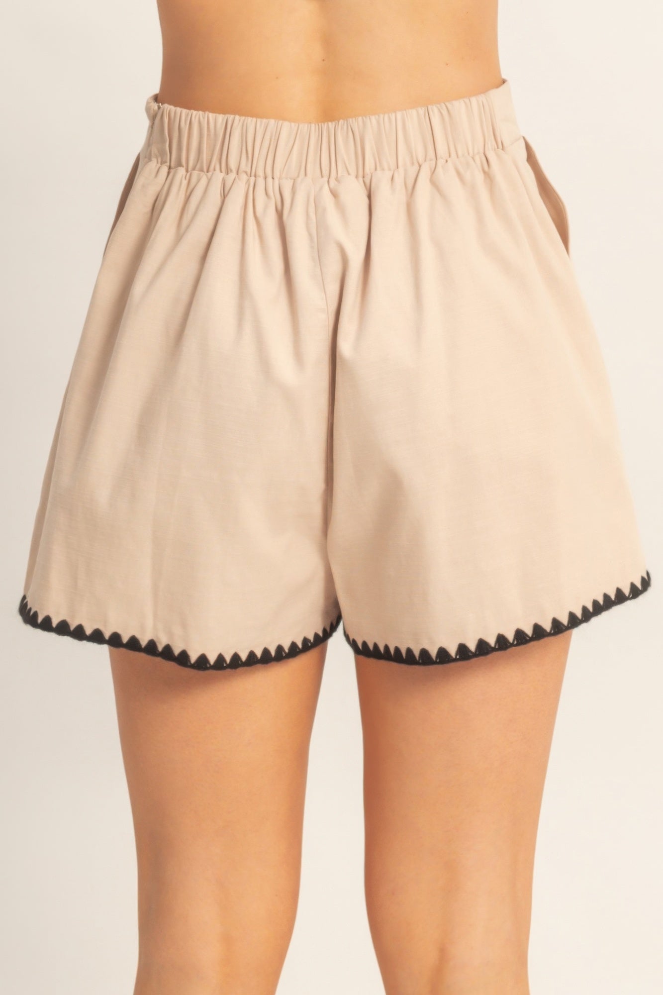 Scallop Trim High-waisted Shorts White view 6 (bottom) - scallop edge shorts, scallop edge shorts women - shop at us.meeeshop
