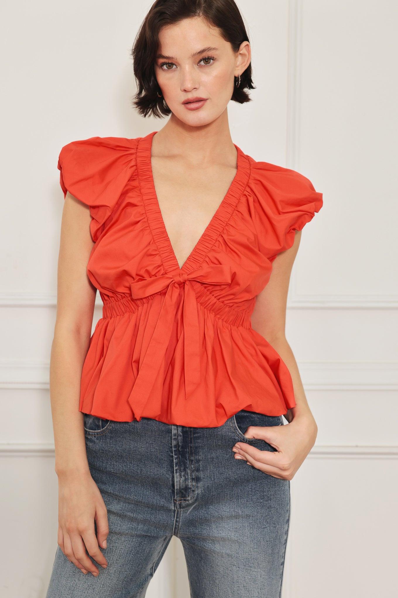 Scarlet Country Girl Woven Top WHITE view 6 (top) - woven top, girl woven top - shop at us.meeeshop