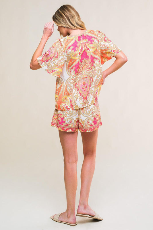 scarlet symphony woven Scarlet Symphony Woven Top and Short Set view 2 (top) - shop at us.meeeshop