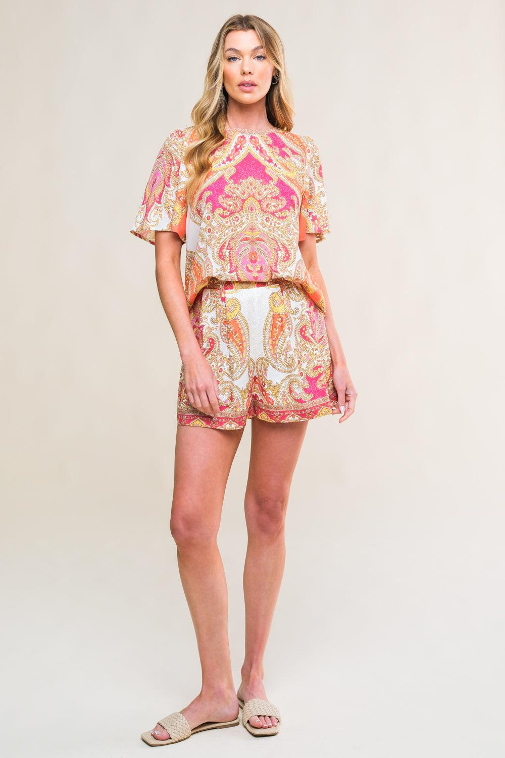 Scarlet Symphony Woven Top and Short Set view 5 (top) - scarlet symphony trophy guide, scarlet symphony - shop at us.meeeshop