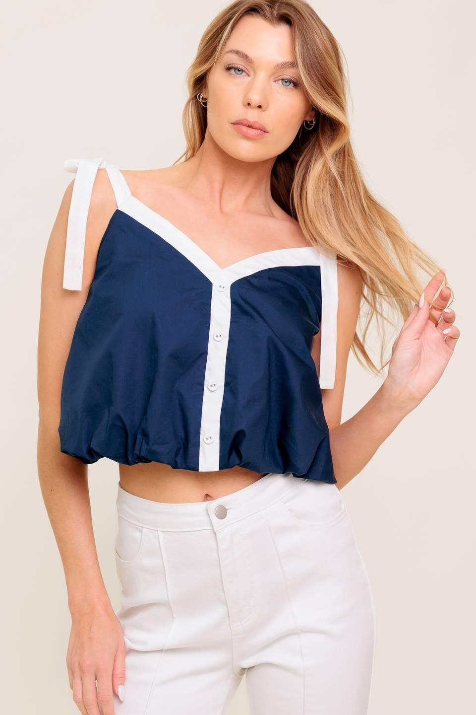 Scent of Spring Woven Top in OFF WHITE / BLACK view 6