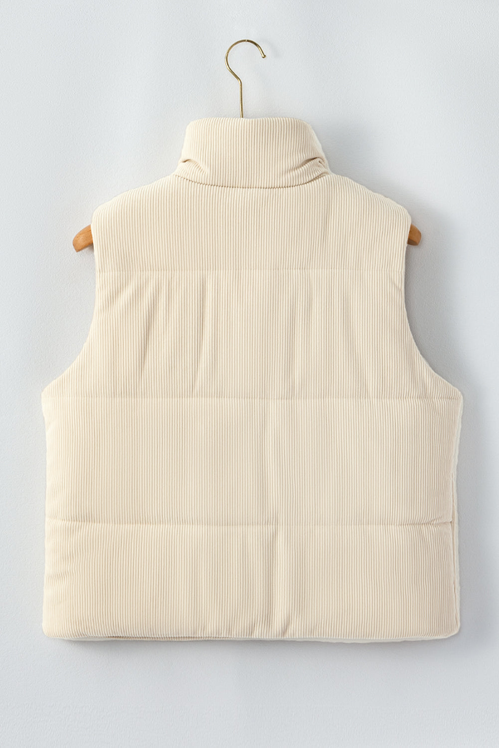 Scottie Solid Color Corduroy Puffer Vest Coat - Beige view 7 - Beige Coat (layer)