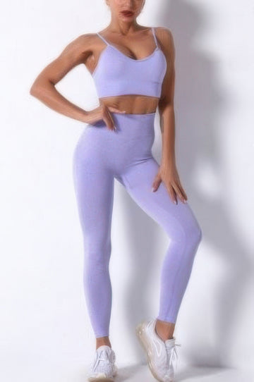 Seamless Yoga Set in Lavender view 2 - Dfyne Seamless Yoga Set (one-piece)