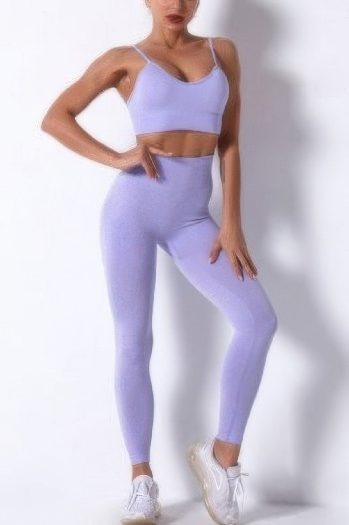 Seamless Yoga Set in Lavender view 2 - Dfyne Seamless Yoga Set (one-piece)