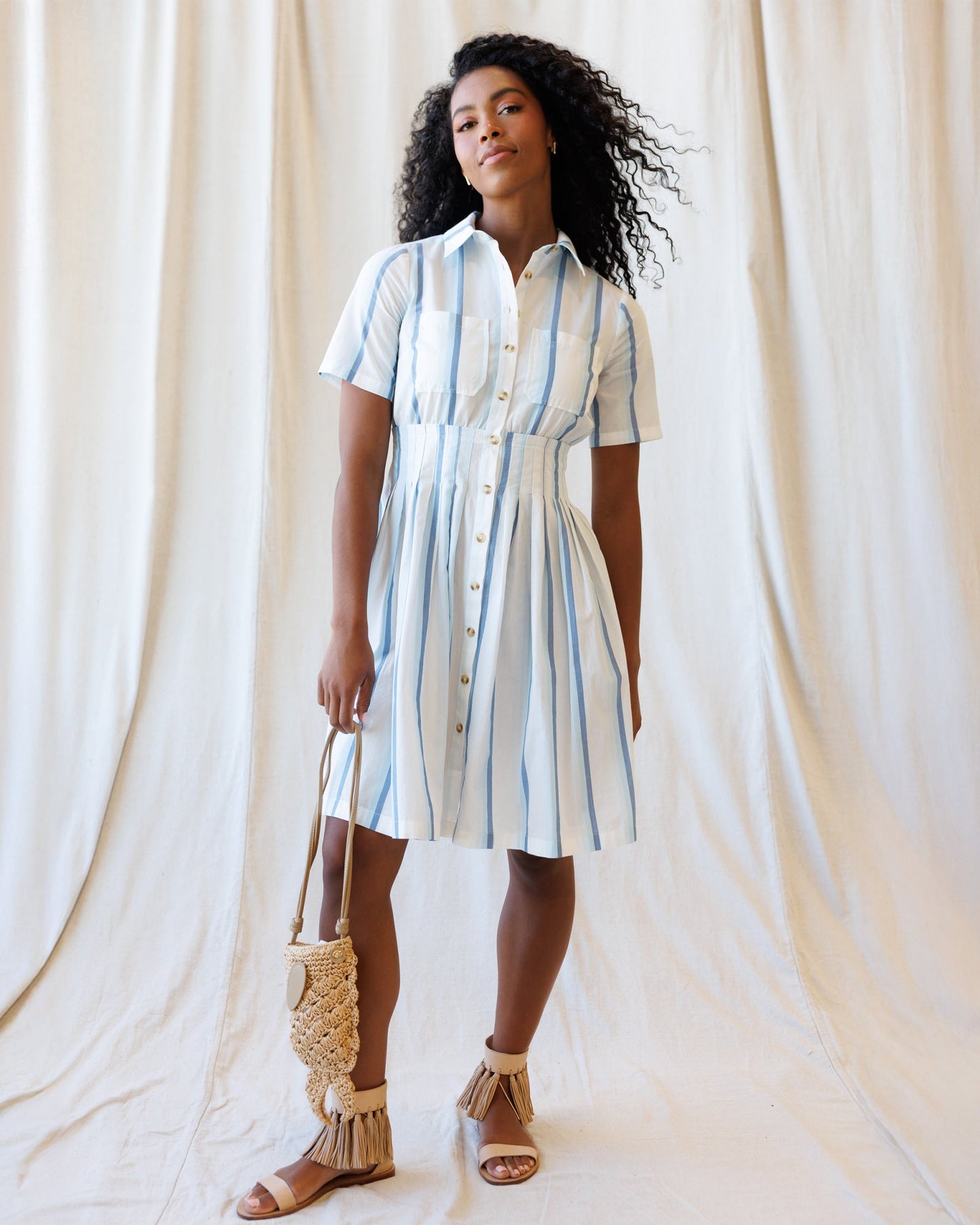 Seaside Stripe Dress in L view 4 - Coast Stripe Dress