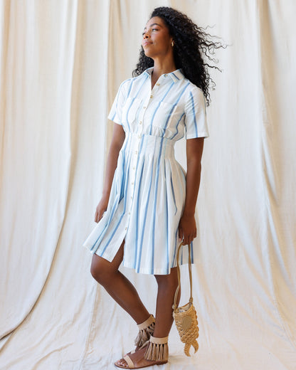 Seaside Stripe Dress in S view 2 - Coast Stripe Dress