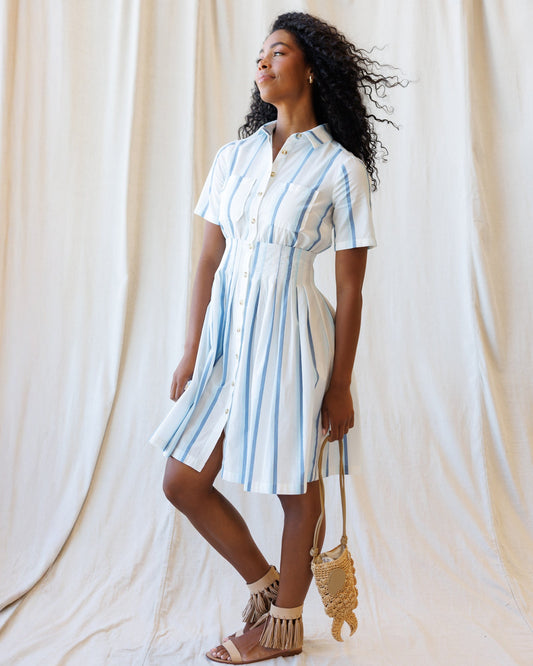 Seaside Stripe Dress in S view 2 - Coast Stripe Dress