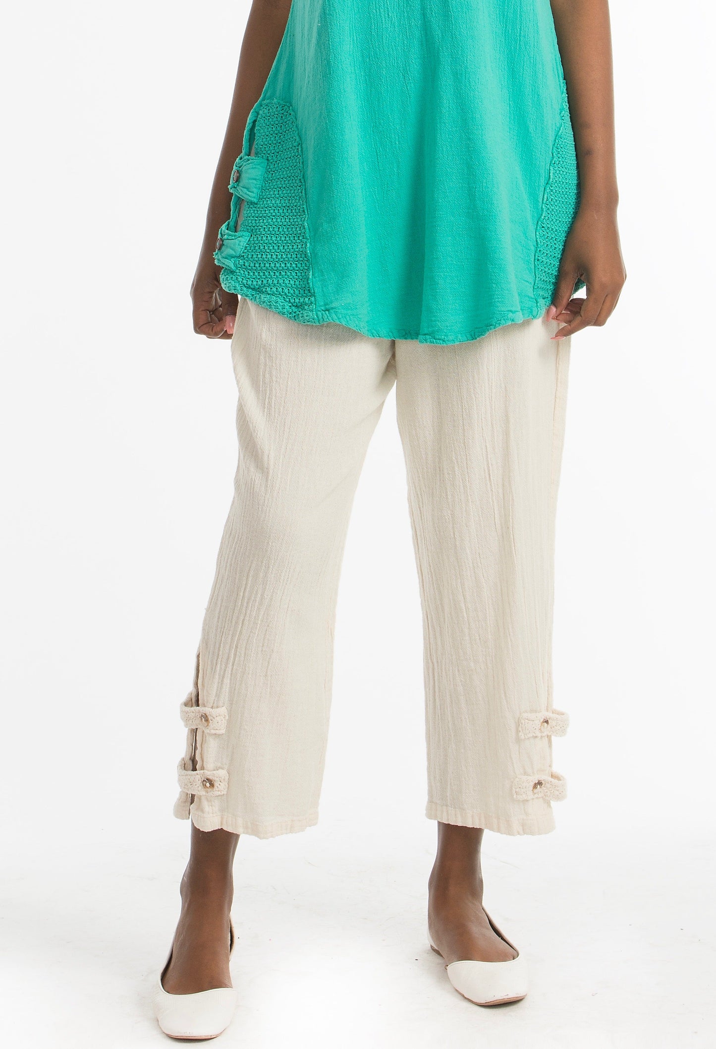 Serena Pant 100% Cotton Gauze Floods with Pockets! in Black/ Size 0 - Floods Pockets (bottom)