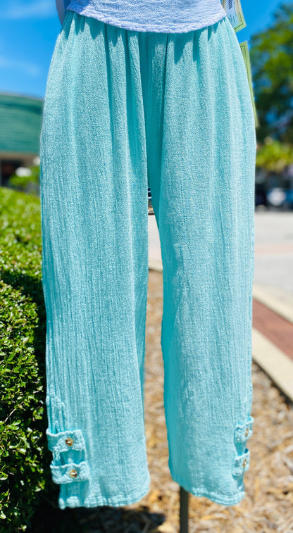 Serena Pant 100% Cotton Gauze Floods with Pockets! in Black/ Size 4 view 5 - Floods Pockets (bottom)