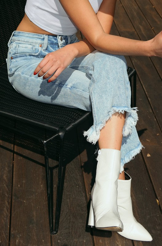 Serena plus High Rise Crop Flare Jeans in P-18 view 2 - High-Waisted (bottom)