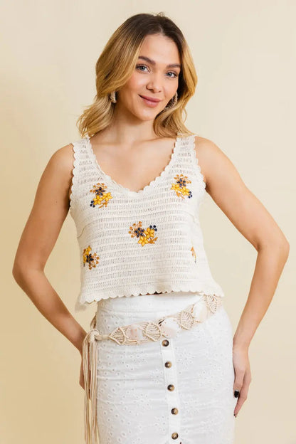 Serene Blooms Crochet Style Top - MeeeShop Women's Fashion