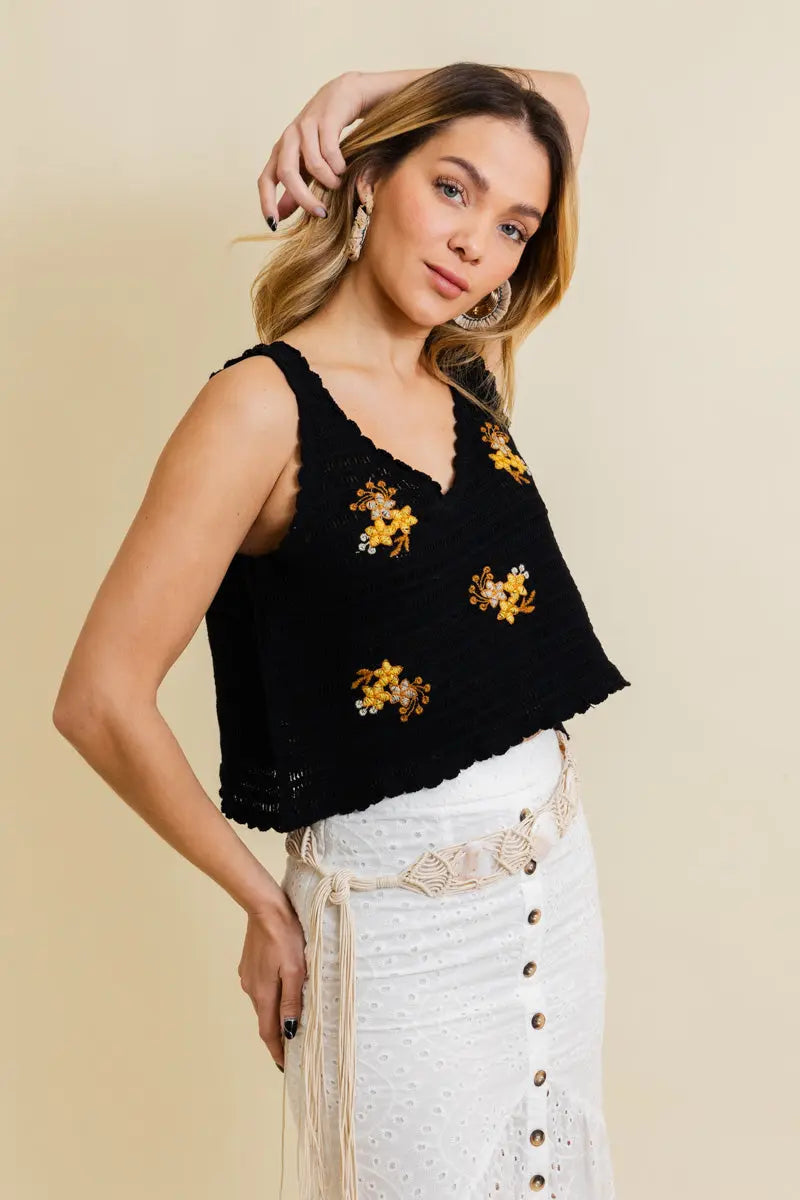 Serene Blooms Crochet Style Top - MeeeShop Women's Fashion