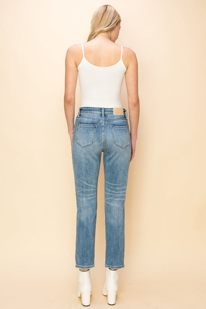 Serenity High Rise Stretch Distressed Mom Jeans in 13 (30) view 6 - High-Waisted (bottom)