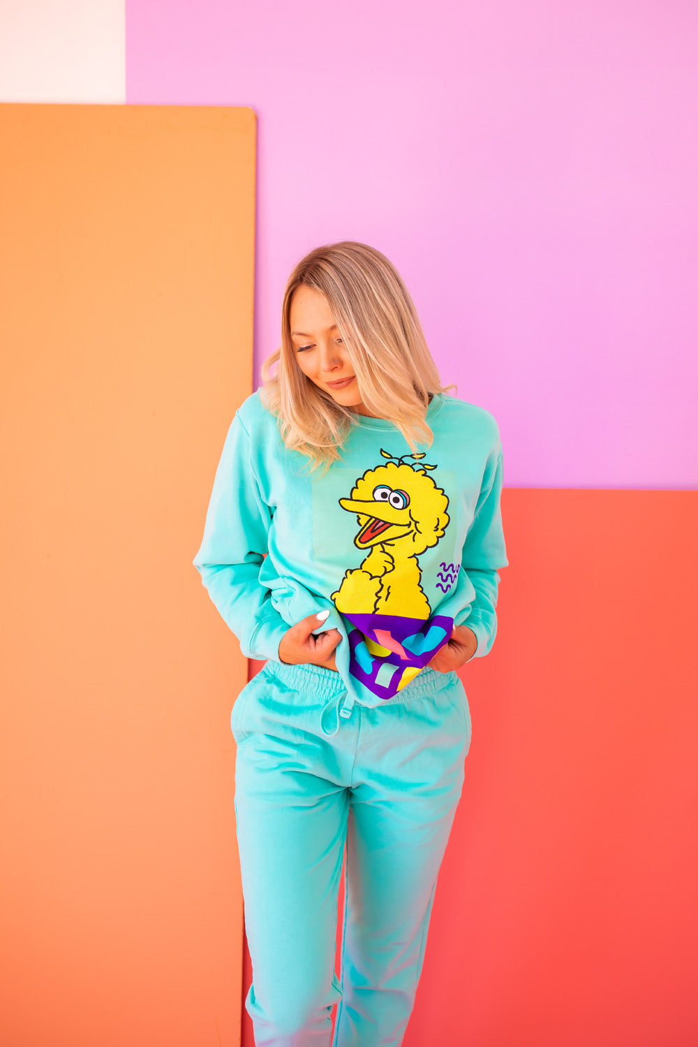 Sesame Street Big Bird Sweatshirt in L view 3 - Sesame Street Sweatshirt Adult (top)