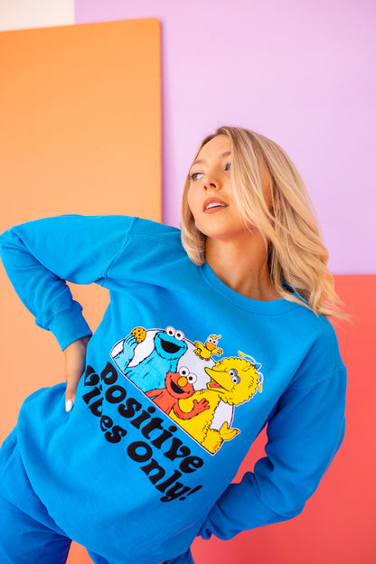 Sesame Sweatshirt Positive Vibes Sweatshirt in Blue view 4 (top)