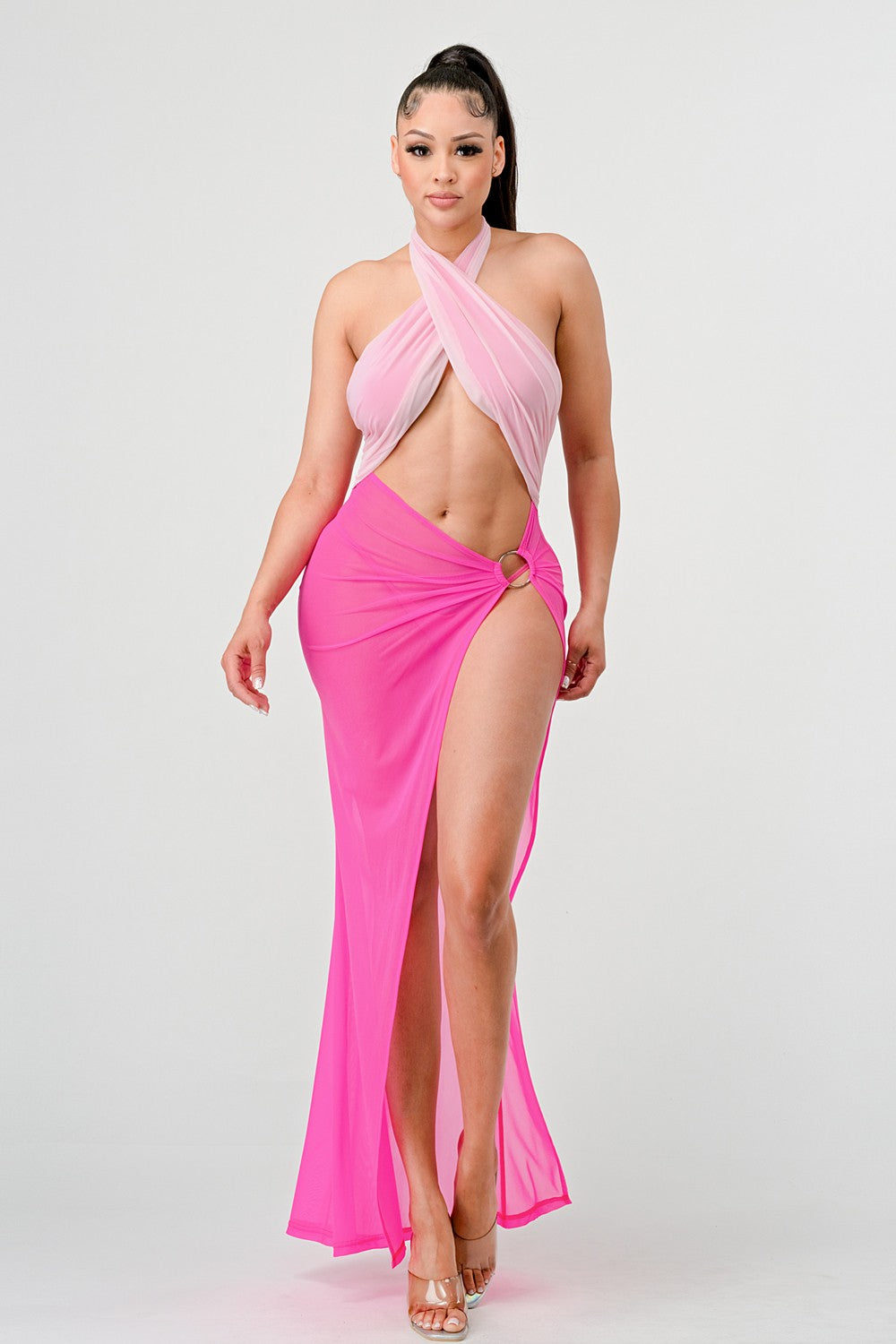 Sexy Tie Around High Slit Dress view 6