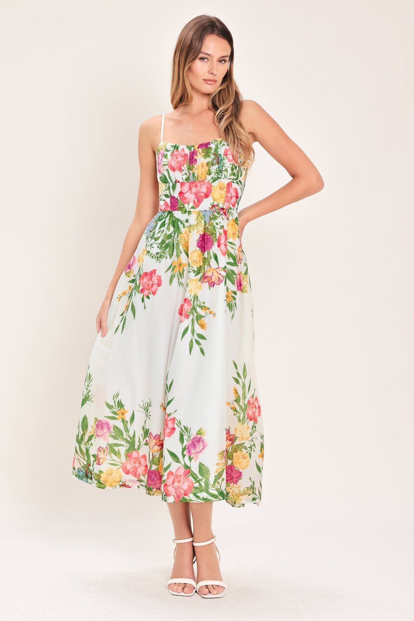 Shadow Floral Woven Midi Dress in BLACK view 5 - Shadow Floral Midi Dress
