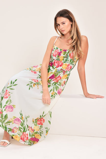 Shadow Floral Woven Midi Dress in IVORY - Shadow Floral Midi Dress