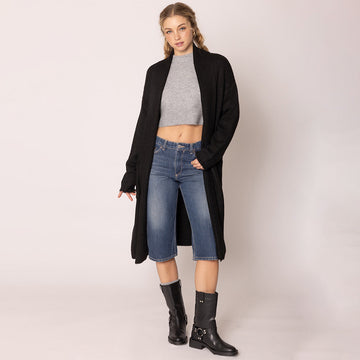 Shawl Collar Cardigan Top in Black - Shawl Collar Cardigan Women