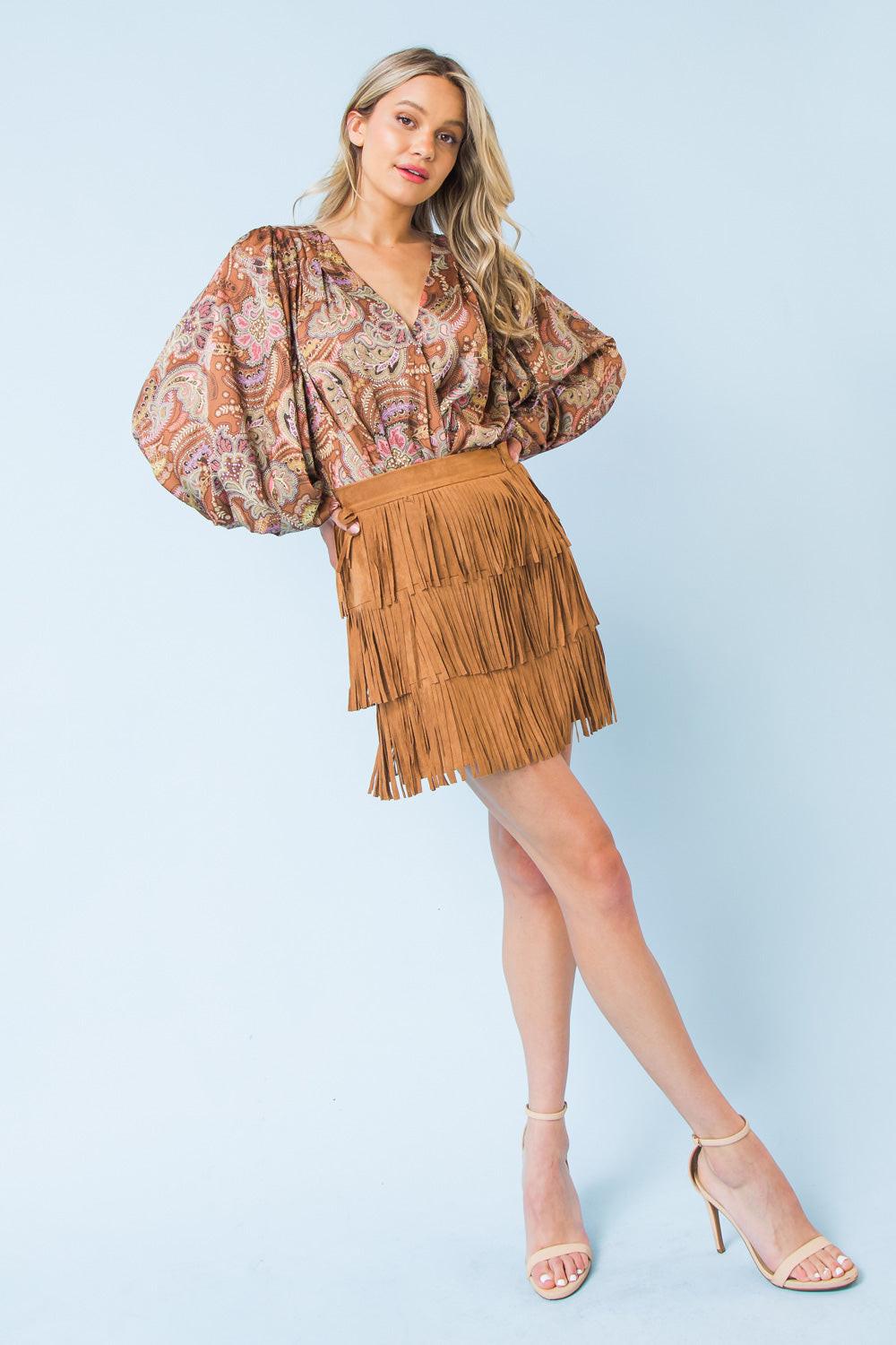 She Deserves a Crown Mini Skirt in CAMEL view 3
