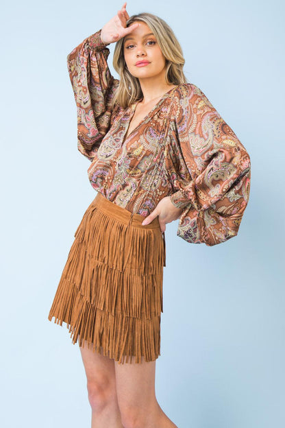 She Deserves a Crown Mini Skirt in CAMEL view 4