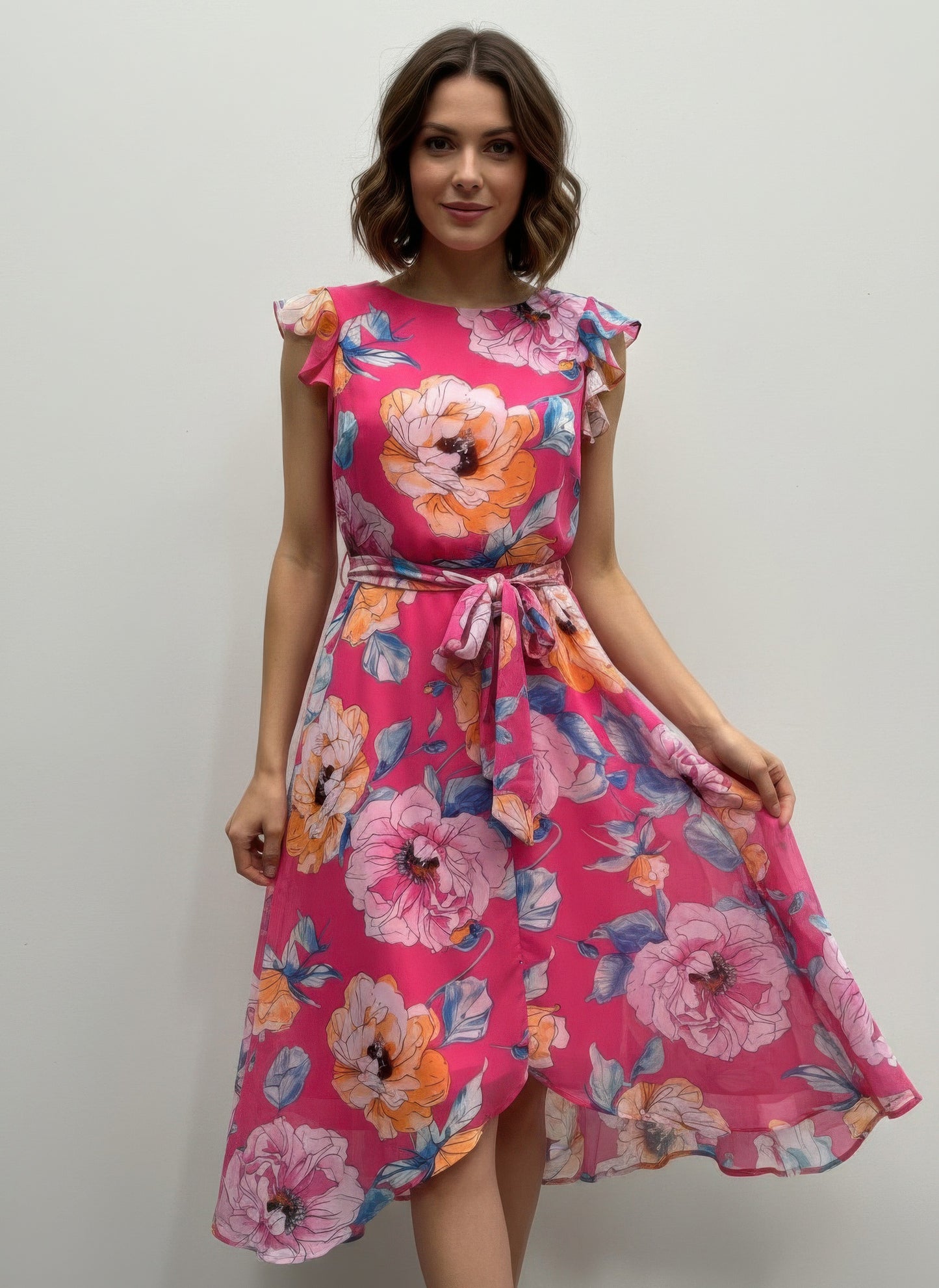Shelby & Palmer Floral Ruffled Sleeve Dress - MeeeShop Women's Fashion