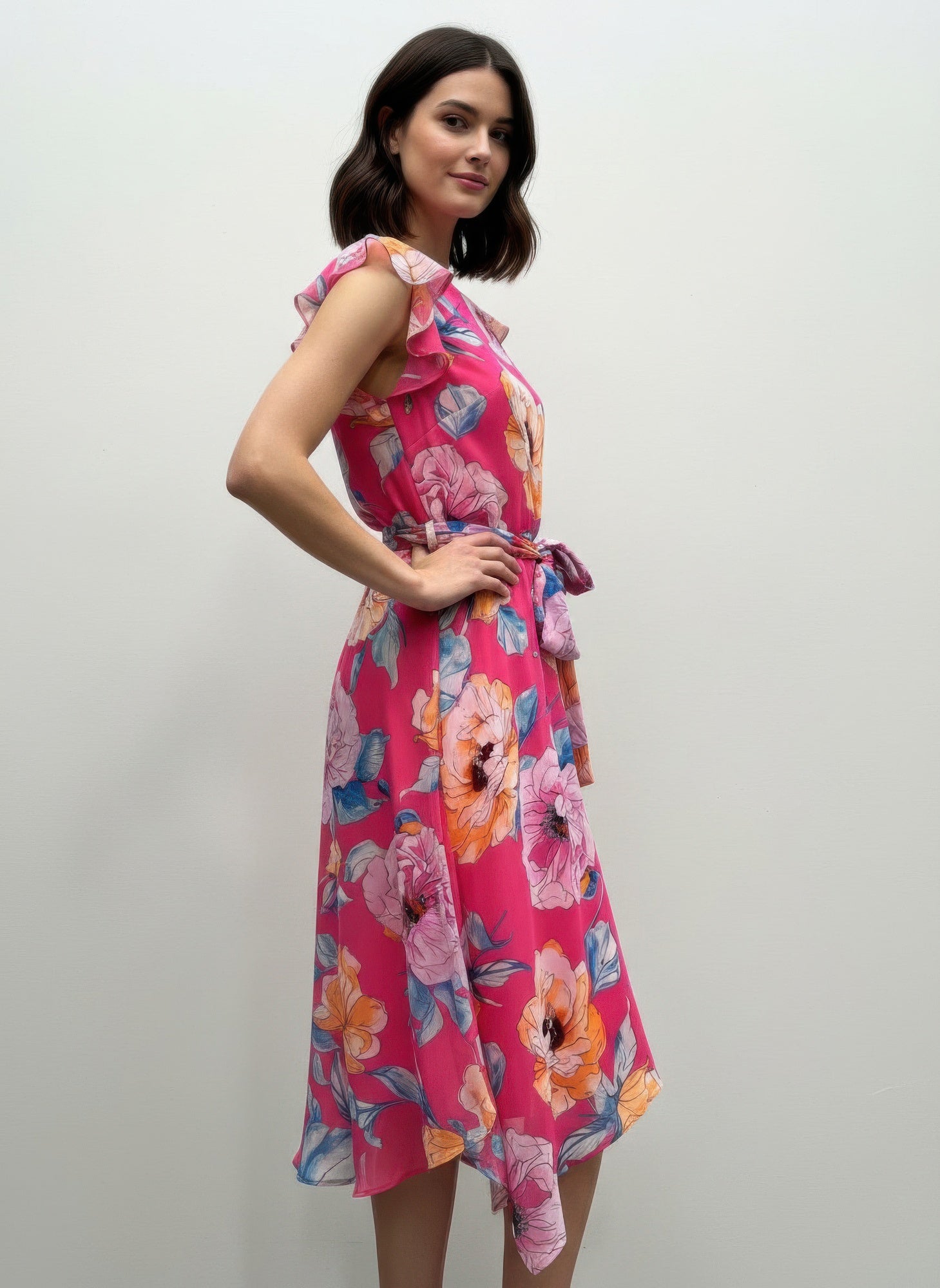 Shelby & Palmer Floral Ruffled Sleeve Dress - MeeeShop Women's Fashion
