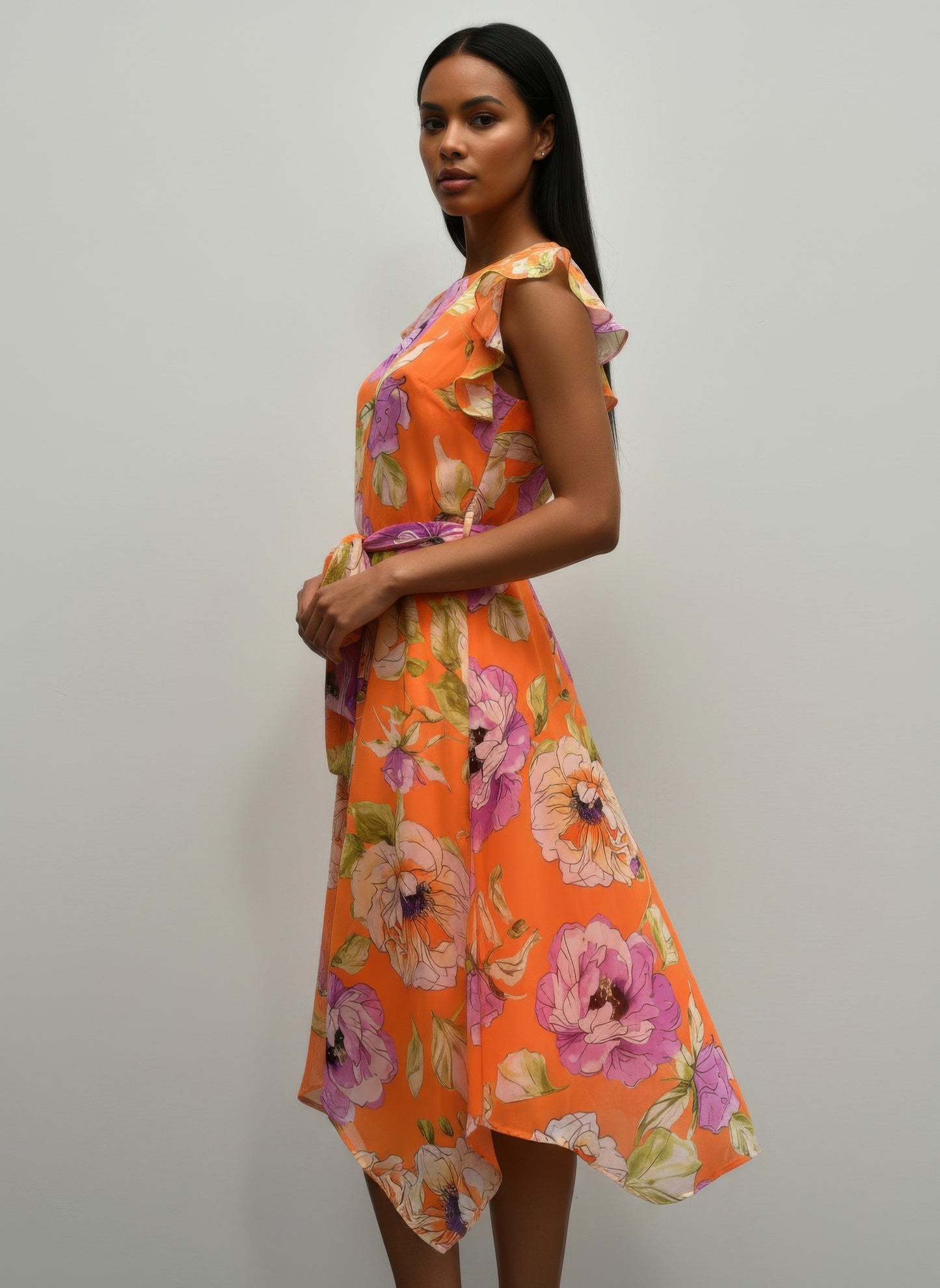 Shelby & Palmer Floral Ruffled Sleeve in Fuchsia view 2 - Shelby Palmer Jacket (dress)