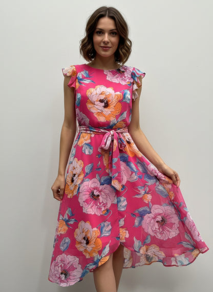 Shelby & Palmer Floral Ruffled Sleeve in Fuchsia view 4 - Shelby Palmer Jacket (dress)