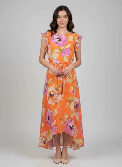 Shelby & Palmer Floral Ruffled Sleeve in Orange - Shelby Palmer Jacket (dress)