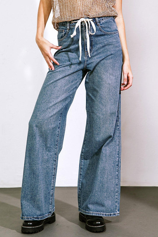 She's a Sweet Talker Denim Pants in INDIGO view 2 - Darc Sport She Sweatpants (bottom)