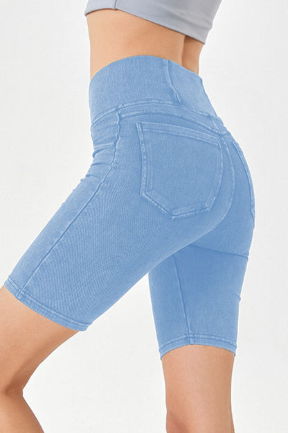 Shopbasicbae Basic Bae Asymmetrical Waist Denim Shorts with Pockets in Black view 16 - Shorts Pockets (bottom)