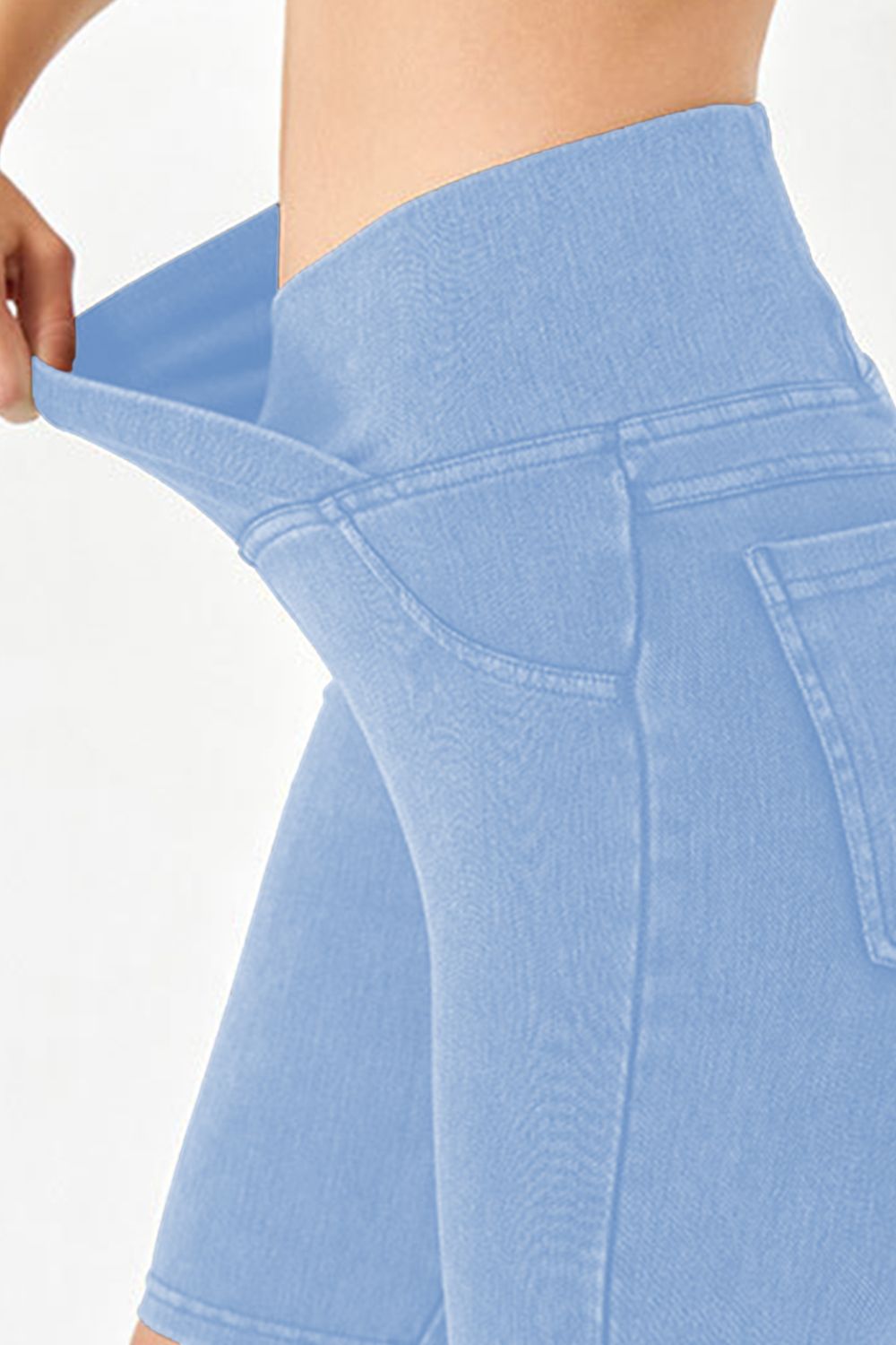 Shopbasicbae Basic Bae Asymmetrical Waist Denim Shorts with Pockets in Black view 18 - Shorts Pockets (bottom)