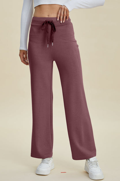 Shopbasicbae Basic Bae Full Size Air Scuba Drawstring Wide Leg Pants in Blue view 10 - Basics Pants Price (bottom)