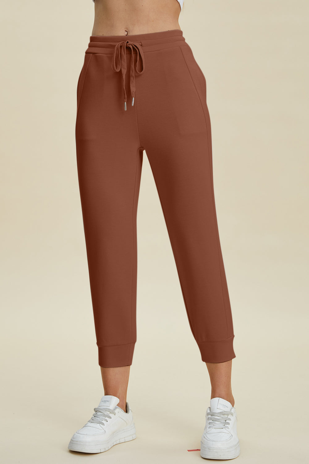 Shopbasicbae Basic Bae Full Size Air Scuba Drawstring High Waist Cropped Pants in Black view 11 - High-Waisted (bottom)