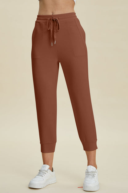 Shopbasicbae Basic Bae Full Size Air Scuba Drawstring High Waist Cropped Pants in Black view 11 - High-Waisted (bottom)