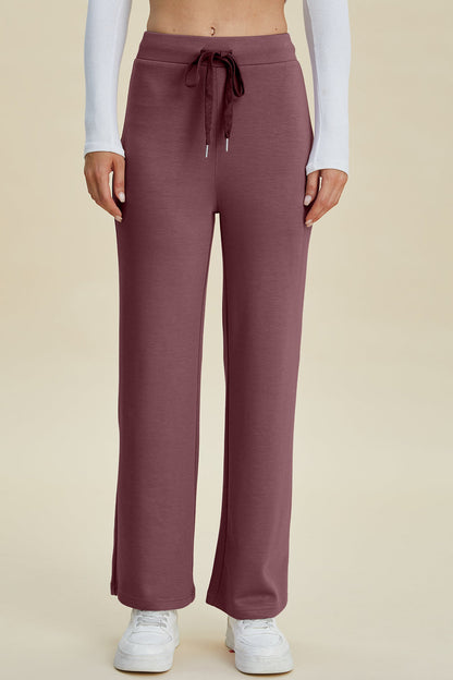 Shopbasicbae Basic Bae Full Size Air Scuba Drawstring Wide Leg Pants in Blue view 11 - Basics Pants Price (bottom)