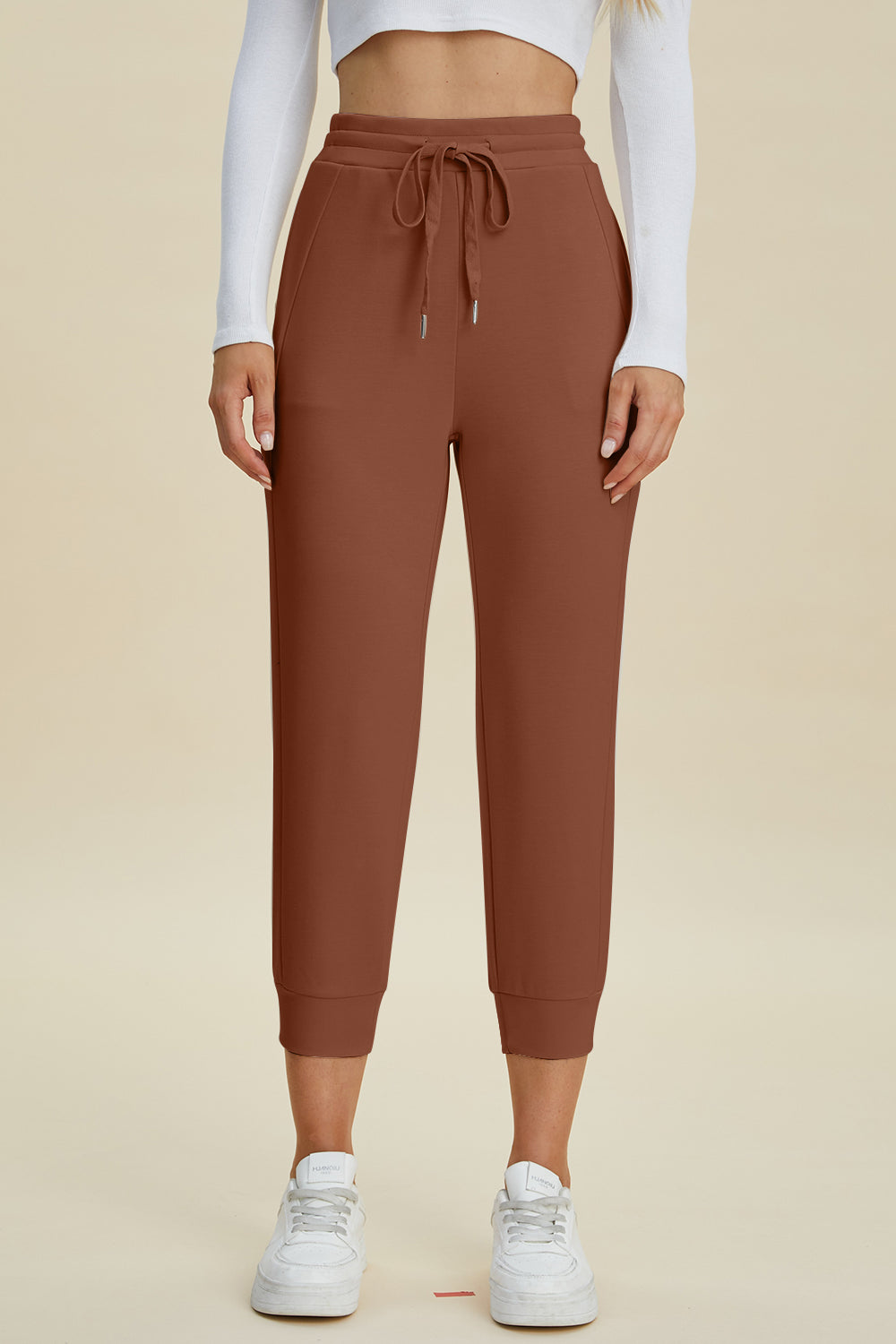 Shopbasicbae Basic Bae Full Size Air Scuba Drawstring High Waist Cropped Pants in Black view 12 - High-Waisted (bottom)