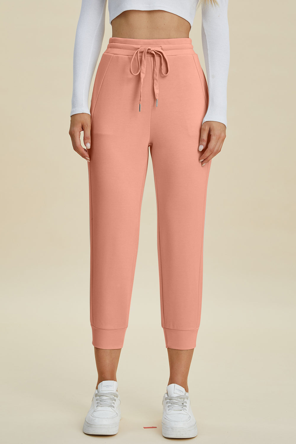 Shopbasicbae Basic Bae Full Size Air Scuba Drawstring High Waist Cropped Pants in Caramel view 14 - High-Waisted