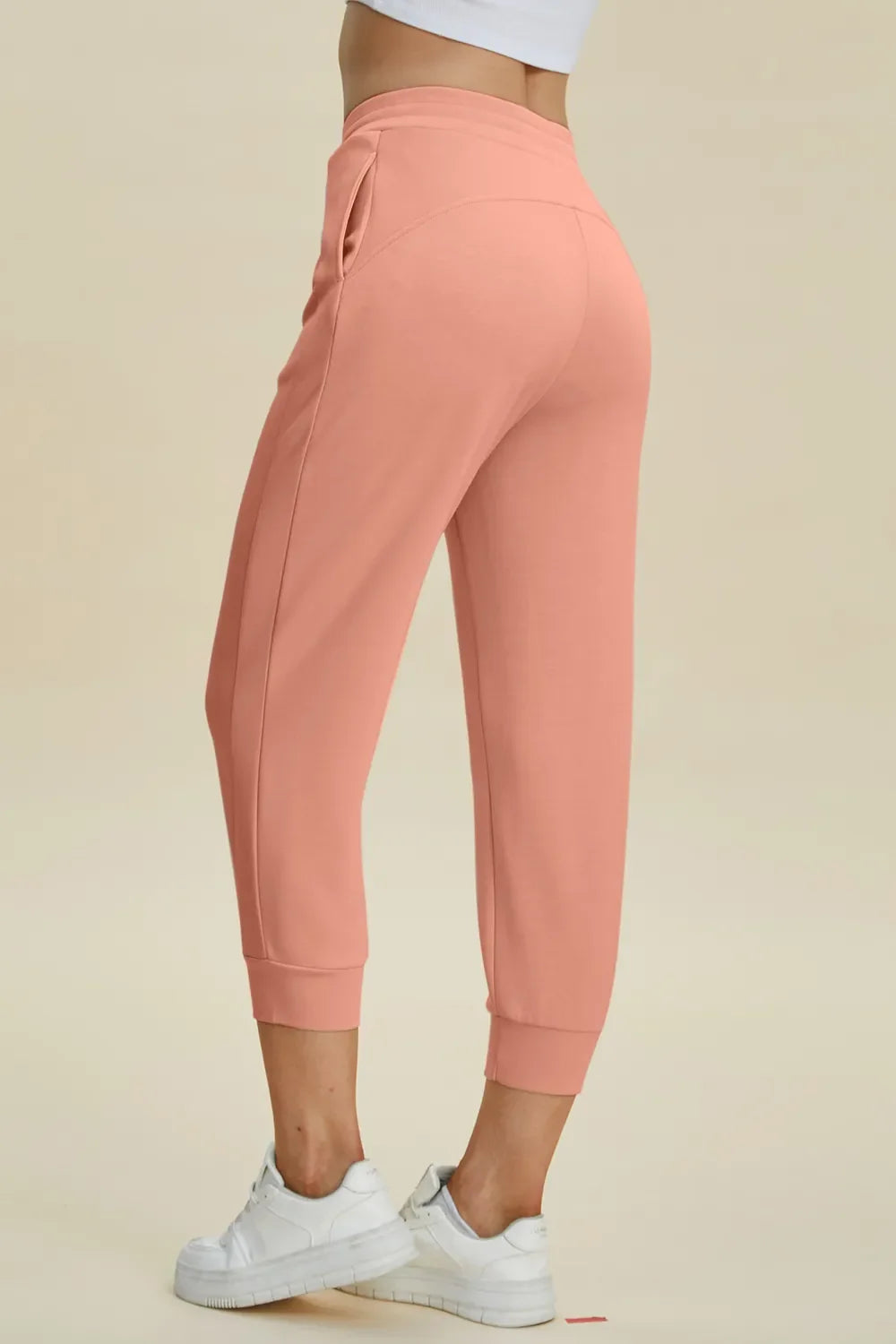 Shopbasicbae Basic Bae Full Size Air Scuba Drawstring High Waist Cropped Pants in Caramel view 15 - High-Waisted