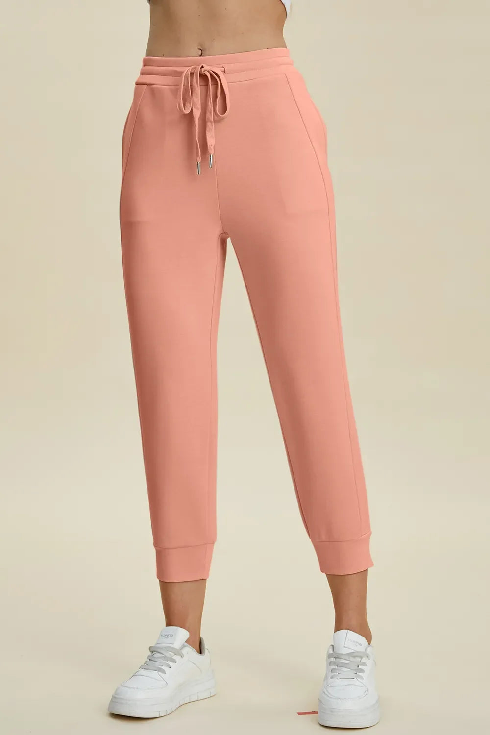 Shopbasicbae Basic Bae Full Size Air Scuba Drawstring High Waist Cropped Pants in Caramel view 16 - High-Waisted