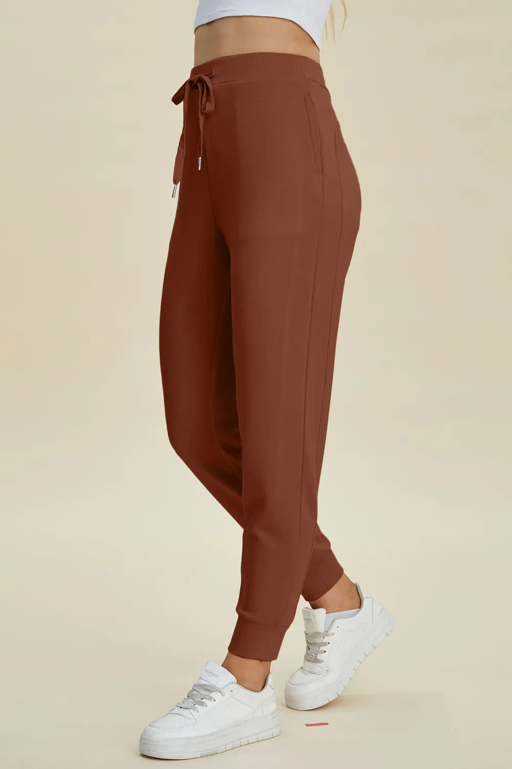 Shopbasicbae Basic Bae Full Size Air Scuba Drawstring High Waist Joggers in Black view 5 - High-Waisted (bottom)