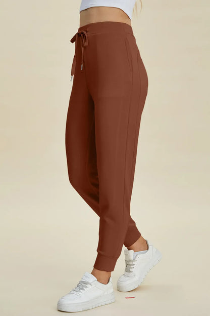 Shopbasicbae Basic Bae Full Size Air Scuba Drawstring High Waist Joggers in Black view 5 - High-Waisted (bottom)