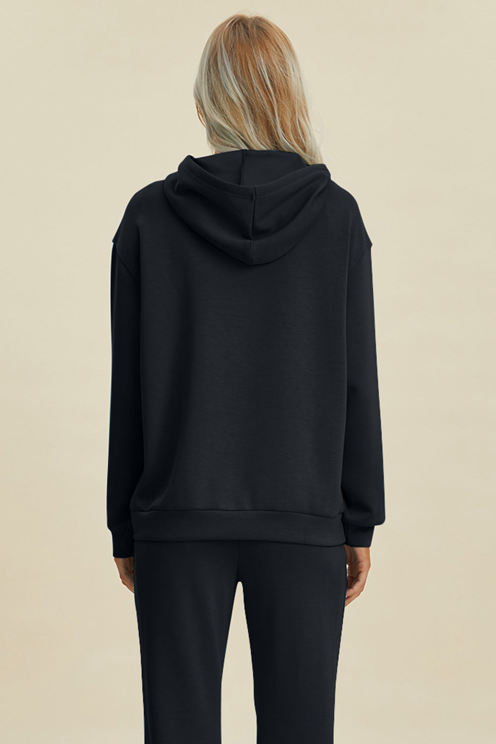 Shopbasicbae Basic Bae Full Size Air Scuba Drawstring Long Sleeve Hoodie with Kangaroo Pocket Top in Coral view 6