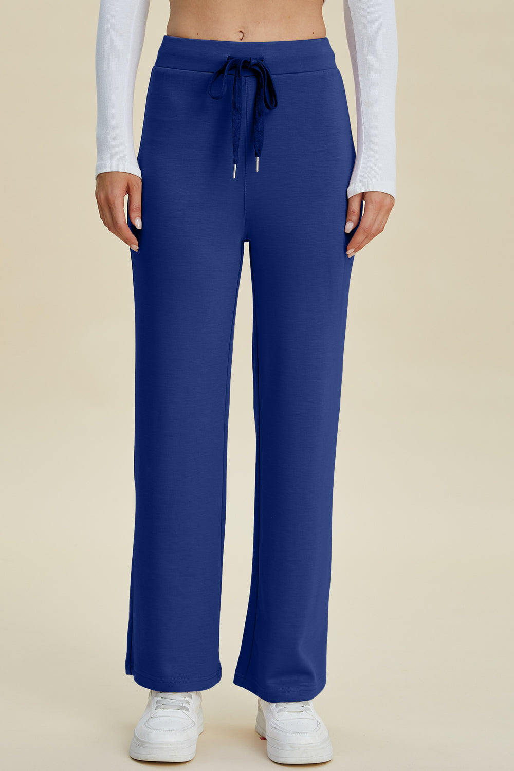 Shopbasicbae Basic Bae Full Size Air Scuba Drawstring Wide Leg Pants in Blue view 7 - Basics Pants Price (bottom)