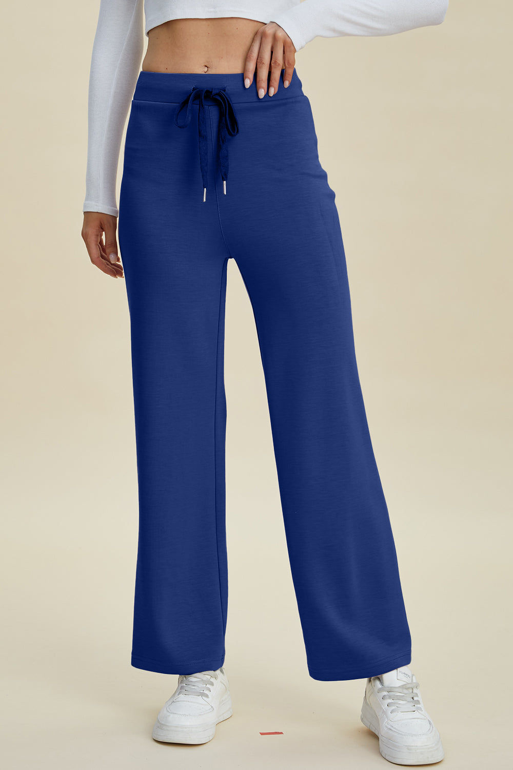Shopbasicbae Basic Bae Full Size Air Scuba Drawstring Wide Leg Pants in Blue view 8 - Basics Pants Price (bottom)
