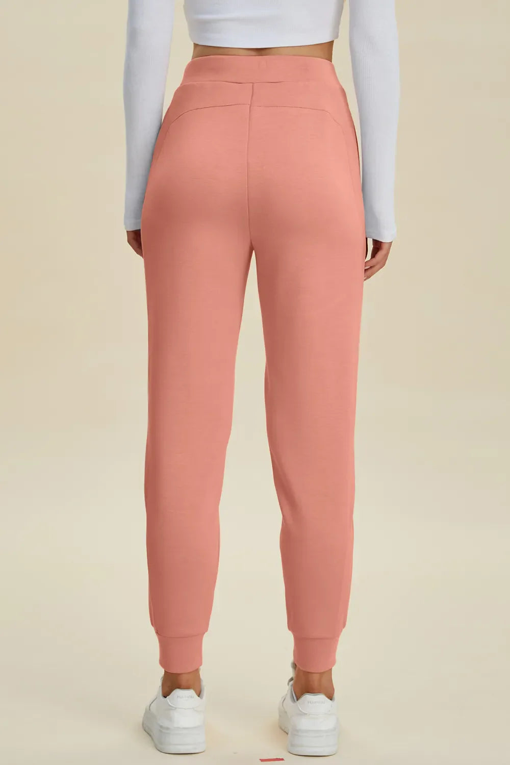Shopbasicbae Basic Bae Full Size Air Scuba Drawstring High Waist Joggers in Caramel view 9 - High-Waisted (bottom)