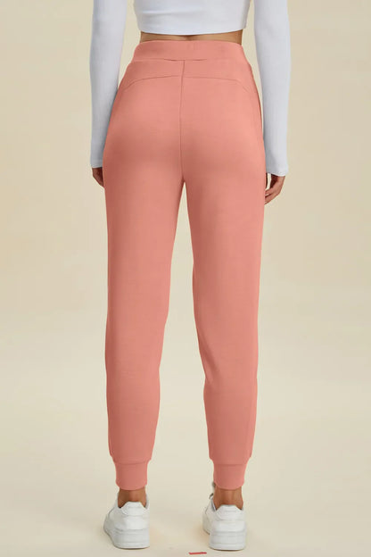 Shopbasicbae Basic Bae Full Size Air Scuba Drawstring High Waist Joggers in Caramel view 9 - High-Waisted (bottom)