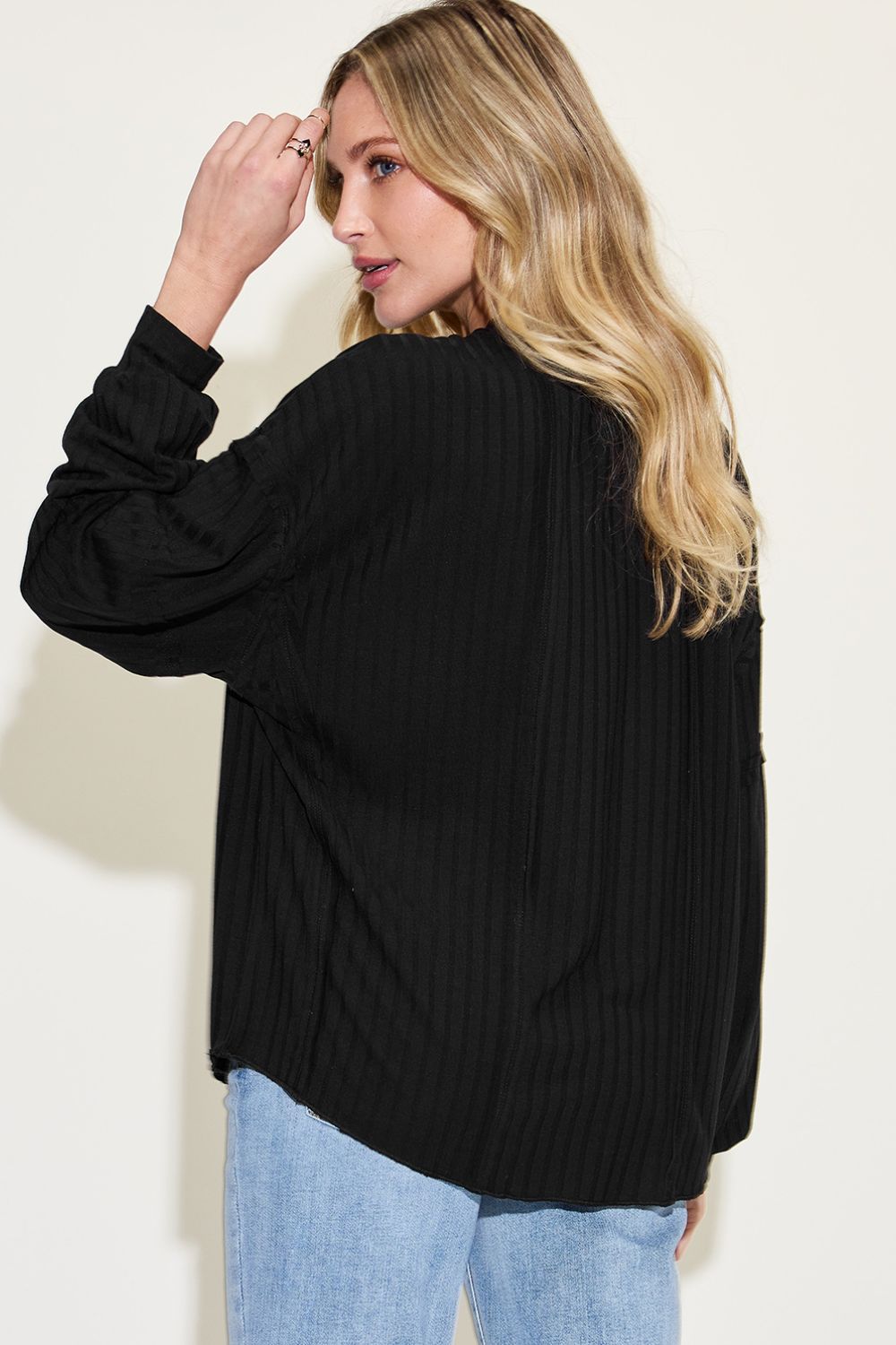 Shopbasicbae Basic Bae Full Size Ribbed Round Neck Long Sleeve T-shirt in Orange view 24 - Long Shirt (top)