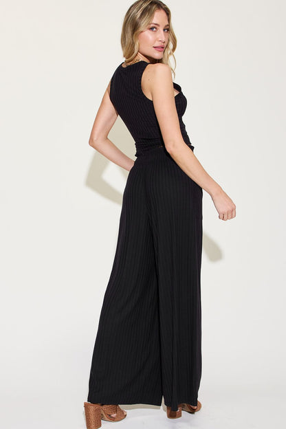 Shopbasicbae Basic Bae Full Size Ribbed Tank and Wide Leg Pants Set in Orange view 15 - Basic Bae Lounge Set (top)